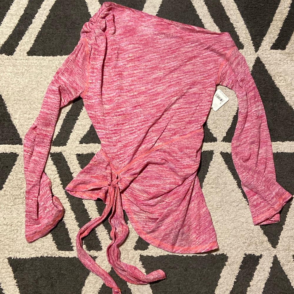 free people asymmetrical pink blouse